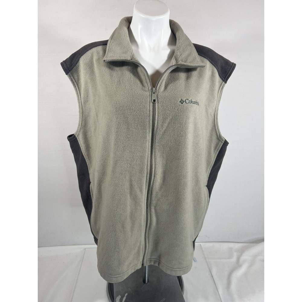Columbia Fleece Vest Mens 2XL Gray Colorblock Gorpcore Outdoor Warm Layer